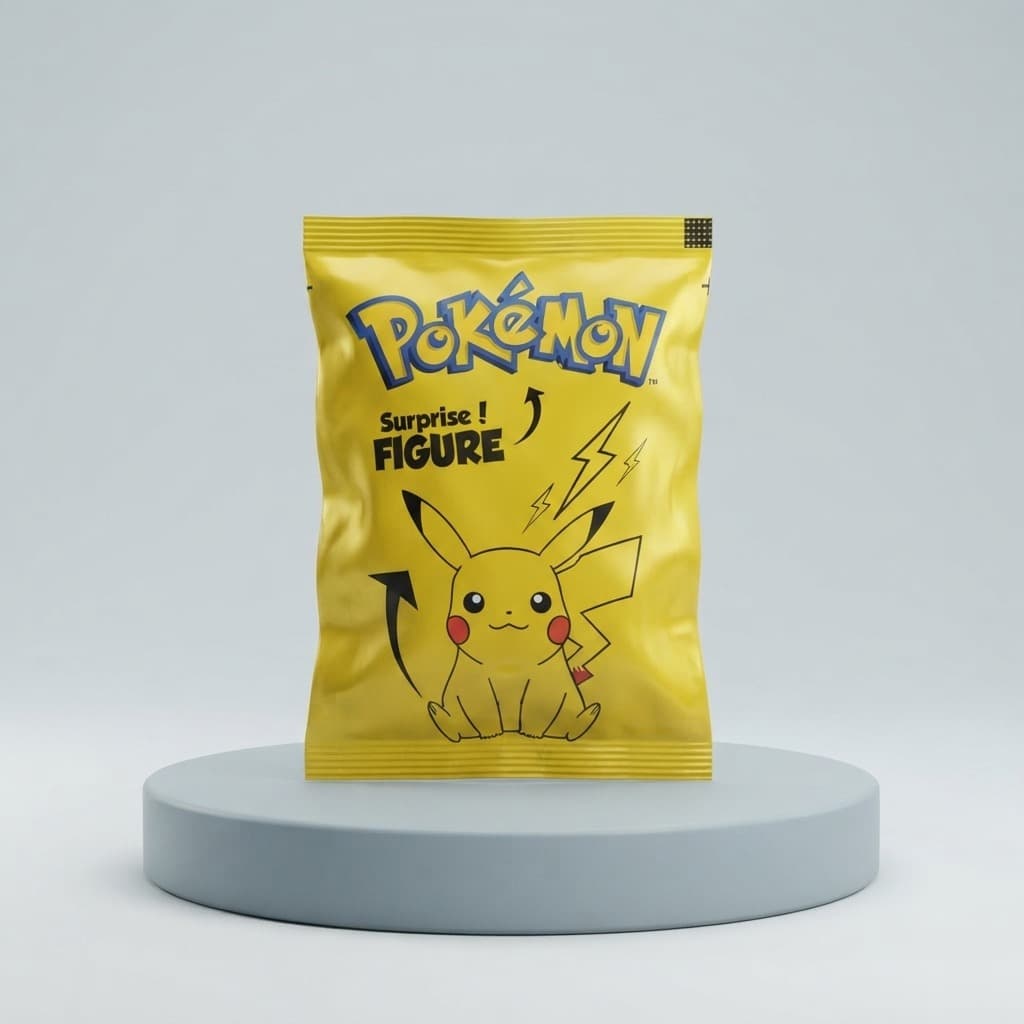 Sarı Pokémon sürpriz figür paketi — Pikachu baskılı kapalı paket
